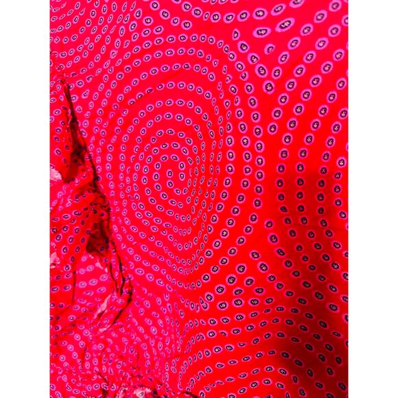 RHODE Red Printed 100% Cotton Short Sleeve V-Neckline Puff Sleeves Top size XL - Picture 8 of 16